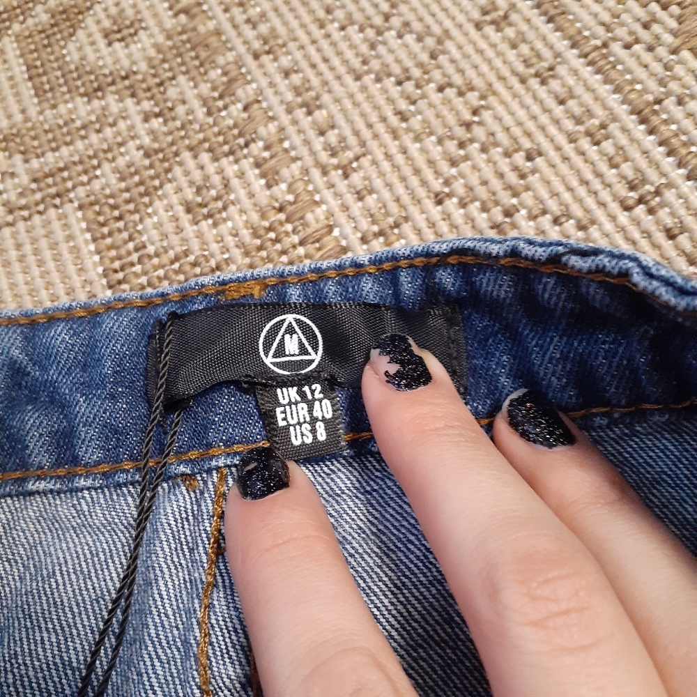 Missguided Blue Denim A-Line Miniskirt SZ 8 - Picture 5 of 10